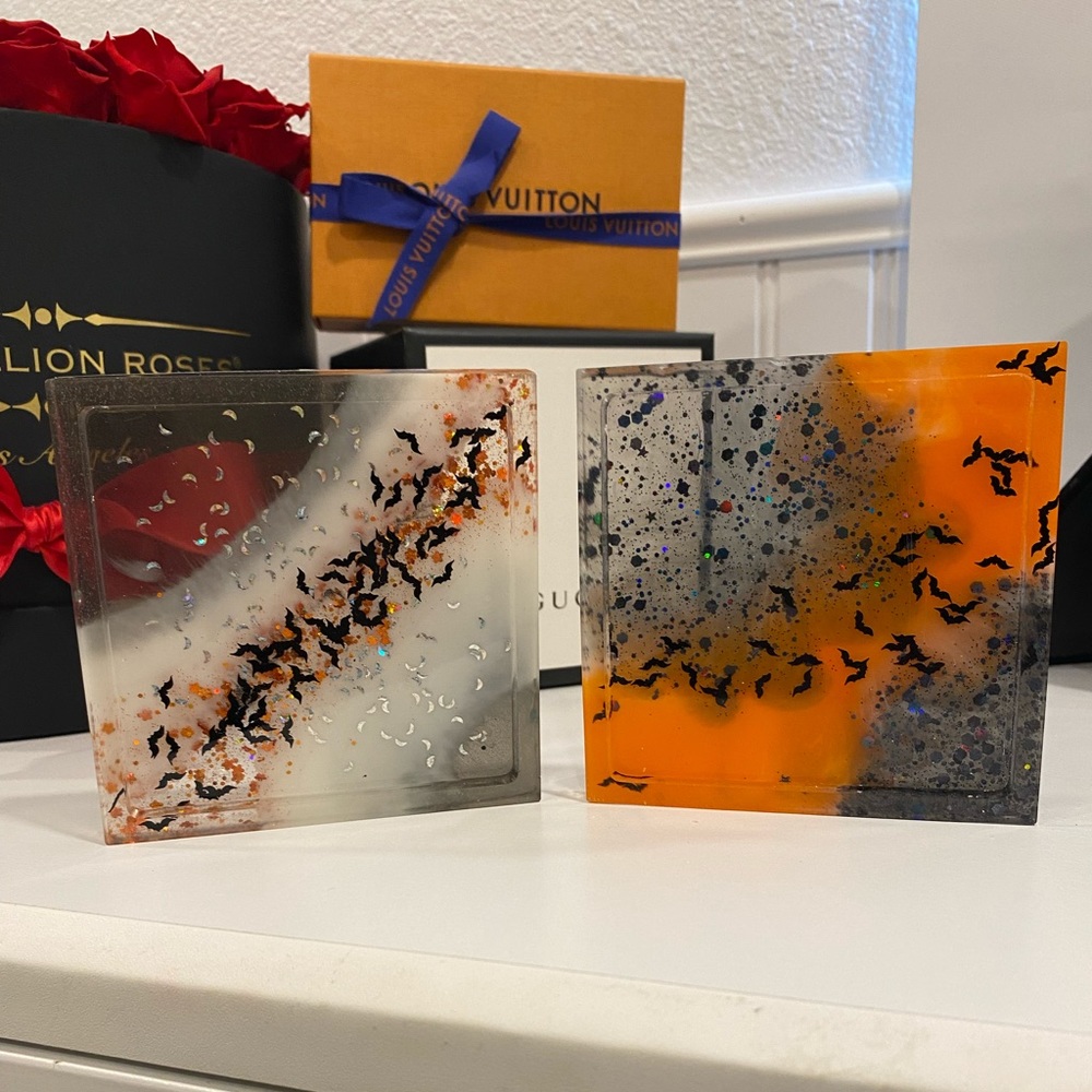 Halloween 2 pack resin coasters
